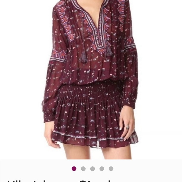Ulla Johnson silk burgundy Gita dress mini floral w embroidery 2 - Picture 3 of 10